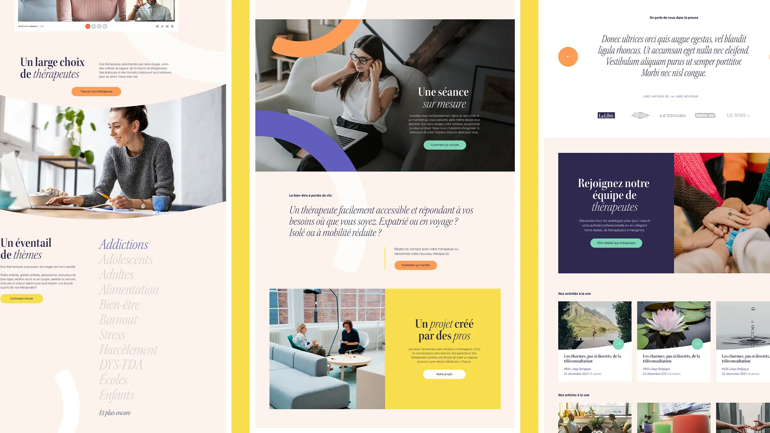Extrait du design, montrant plusieurs pages du site